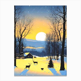 Deer In The Snow Canvas Print