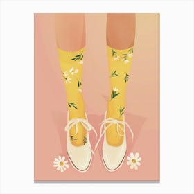 White Floral Vintage Shoes 2 Canvas Print