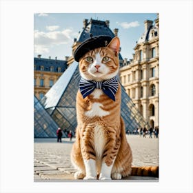 Purr and Pose: A Cat’s Landmark Adventure Cat In Paris Canvas Print