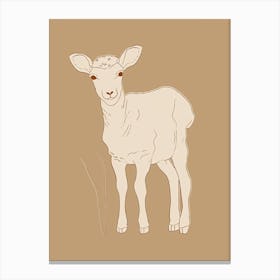 Baby Lamb - Boho, Line Art Canvas Print