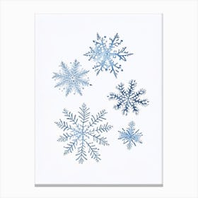 Snowflakes In The Snow,  Snowflakes Pencil Illustration 3 Canvas Print