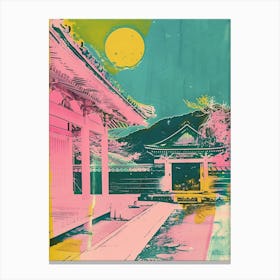 Koyasan Japan Retro Duotone Silkscreen 4 Canvas Print