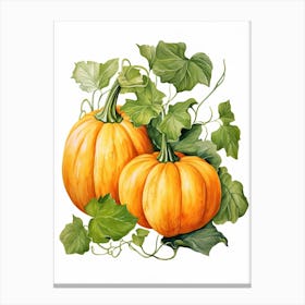 Fairytale Pumpkin Watercolour Illustration 1 Canvas Print