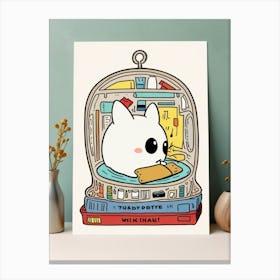 Cat In A Book Canvas Print