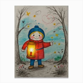 Little Girl With Lantern Canvas Print