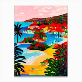 Cane Garden Bay, British Virgin Islands Hockney Style Canvas Print