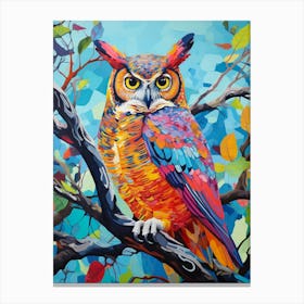 Colourful Bird Painting Great Horned Owl 2 Canvas Print