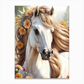 Floral Horse (4) Canvas Print