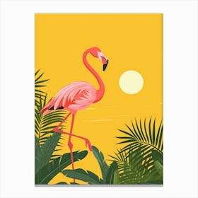 Greater Flamingo Caribbean Islands Tropical Illustration 3 Canvas Print