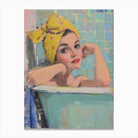 Retro Pinup Bath Painting  4 Canvas Print