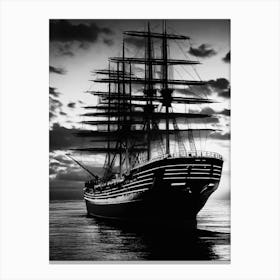 Black And White Sailing Ship Canvas Print