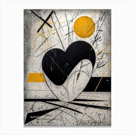 Heart Of Black And Yellow Canvas Print