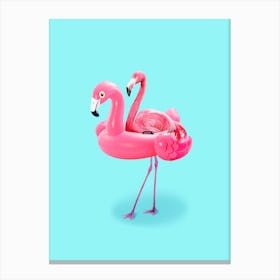 Flamingo On Vacation Canvas Print