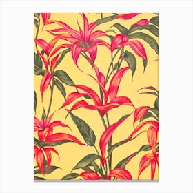 Heliconia Floral Print Warm Tones 2 Flower Canvas Print