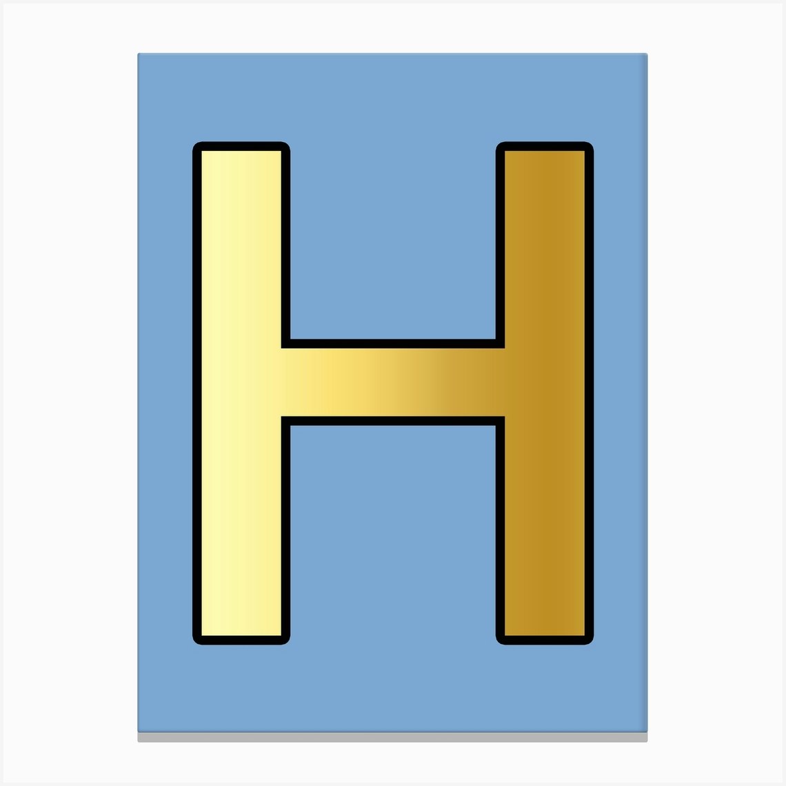 letter h gold alphabet light blue canvas print by mambo fy