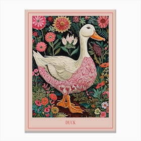Floral Animal Painting Duck 1 Poster Canvas Print