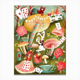 Alice In Wonderland Tea Time Cheshire Smile Canvas Print