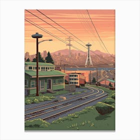 Seattle United States Travel Illustration 1 Canvas Print
