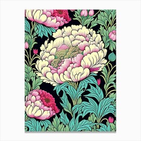 Mass Plantings Of Peonies 1 Colourful Drawing Canvas Print