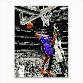 Lebron James Of The Los Angeles Lakers Dunks The Ball During The Game Against The Philadelphia 76ers Canvas Print