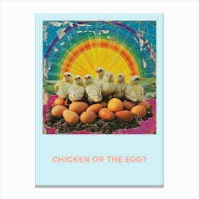 Chicken Or The Egg Retro Rainbow Poster 1 Canvas Print