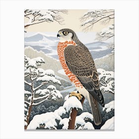 Winter Bird Painting Falcon 5 Canvas Print