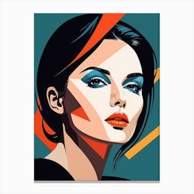 Pop Art Woman Portrait Abstract Geometric Art (47) Canvas Print