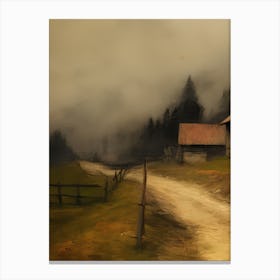 Antique Road Through Farm Painting Canvas Print