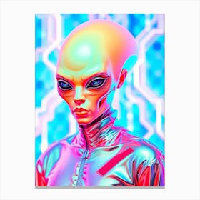 Alien Woman Soft Color Neon Gloss Canvas Print