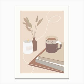 Coffee And Book Boho Earth Colors Illustration Canvas Print