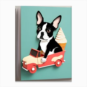 Boston Terrier In Ice Cream Truck Canvas Print