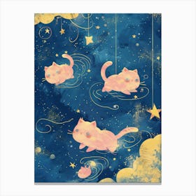 Pink Cats In The Sky Canvas Print