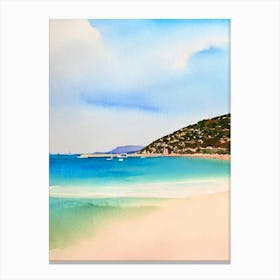 Plage De Palombaggia 2, Corsica, France Watercolour Canvas Print