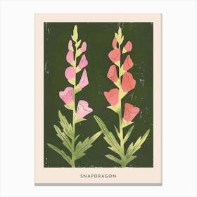 Pink & Green Snapdragon 1 Flower Poster Canvas Print