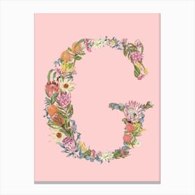 G Pink Alphabet Letter Canvas Print