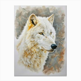 Arctic Wolf Pastel Watercolour 1 Canvas Print