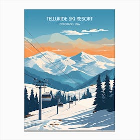 Poster Of Telluride Ski Resort   Colorado, Usa, Ski Resort Illustration 1 Canvas Print