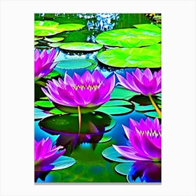 Water Lilies Waterscape Pop Art Photography 1 Canvas Print
