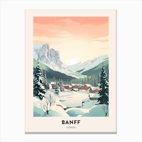 Vintage Winter Travel Poster Banff Canada 4 Canvas Print