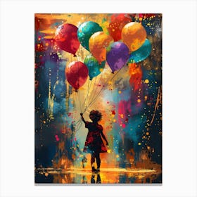 Girl With Balloons, Vibrant, Bold Colors, Pop Art 1 Canvas Print