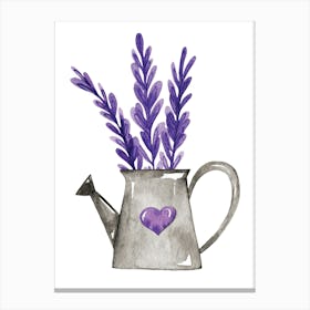Watercolor provence Lavender Watering Can Canvas Print