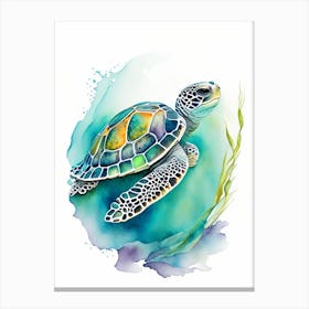 Nesting Sea Turtle, Sea Turtle Watercolour 2 Canvas Print