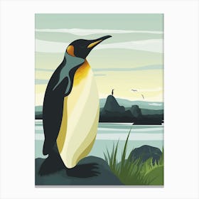 King Penguin Laurie Island Minimalist Illustration 3 Canvas Print