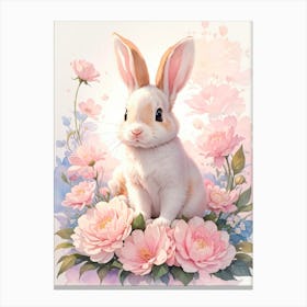 Bunny With Flowers Canvas Print