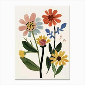 Painted Florals Zinnia 2 Canvas Print