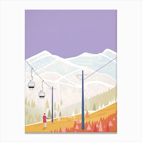 Steamboat Ski Resort   Colorado, Usa, Ski Resort Pastel Colours Illustration 0 Canvas Print