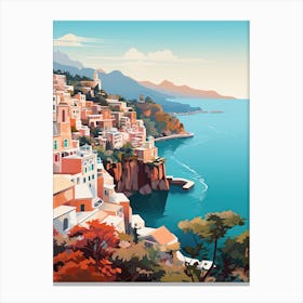 Amalfi Coast, Italy, Geometric Illustration 3 Canvas Print