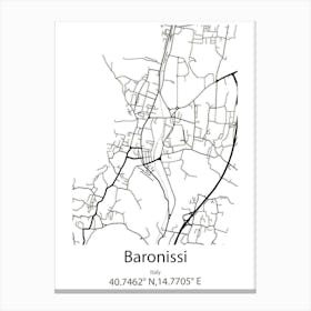 Baronissi,Italy Minimalist Map Canvas Print