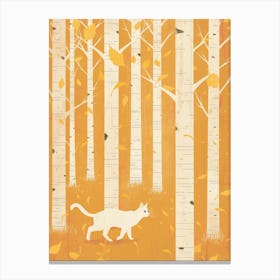 Cat In The Birch Forest Canvas Print