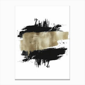 Gold And Black Brush Strokes 21 Canvas Print